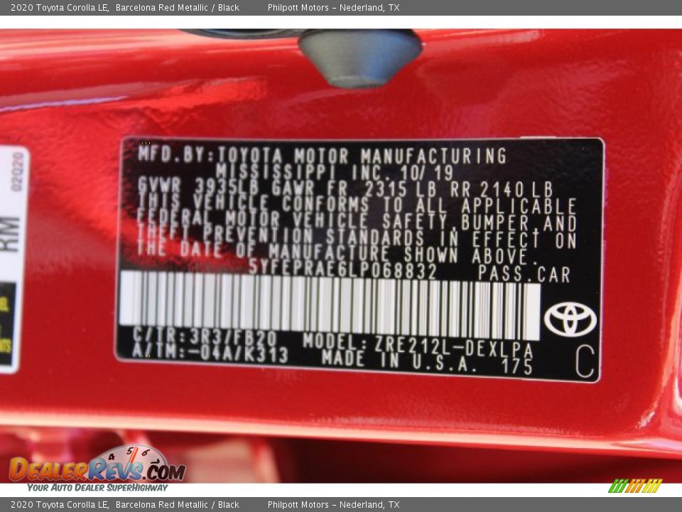 2020 Toyota Corolla LE Barcelona Red Metallic / Black Photo #24