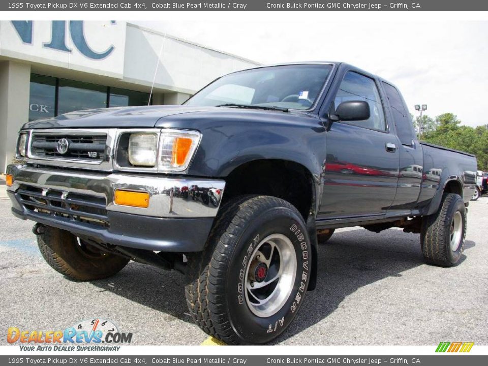 1995 Toyota Pickup DX V6 Extended Cab 4x4 Cobalt Blue Pearl Metallic / Gray Photo #2