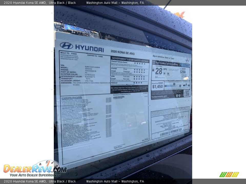 2020 Hyundai Kona SE AWD Ultra Black / Black Photo #16