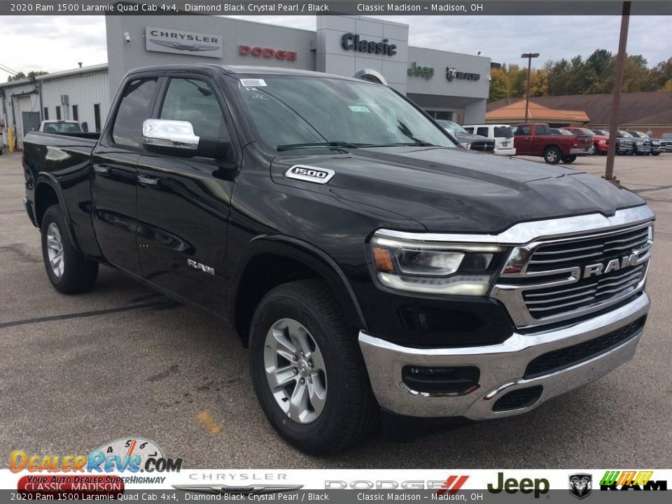 2020 Ram 1500 Laramie Quad Cab 4x4 Diamond Black Crystal Pearl / Black Photo #1