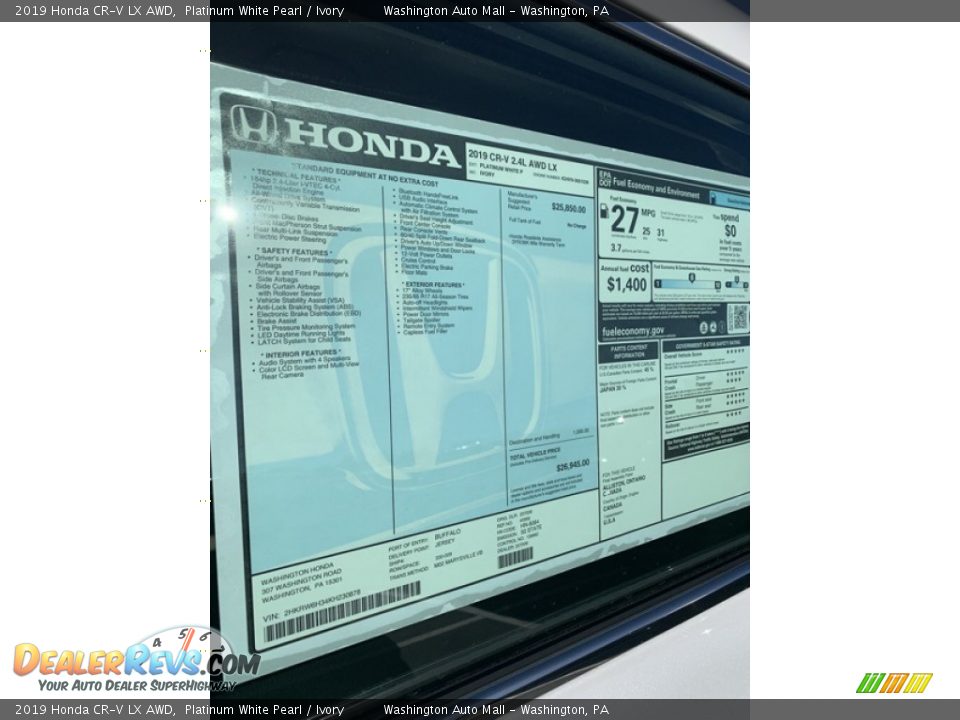 2019 Honda CR-V LX AWD Platinum White Pearl / Ivory Photo #16