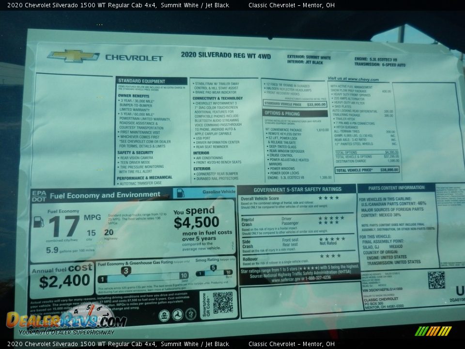 2020 Chevrolet Silverado 1500 WT Regular Cab 4x4 Window Sticker Photo #8