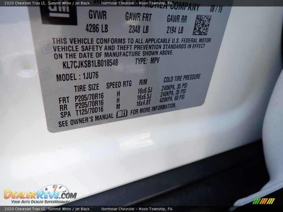 2020 Chevrolet Trax LS Summit White / Jet Black Photo #15