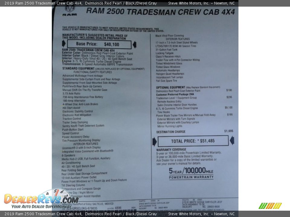 2019 Ram 2500 Tradesman Crew Cab 4x4 Delmonico Red Pearl / Black/Diesel Gray Photo #27