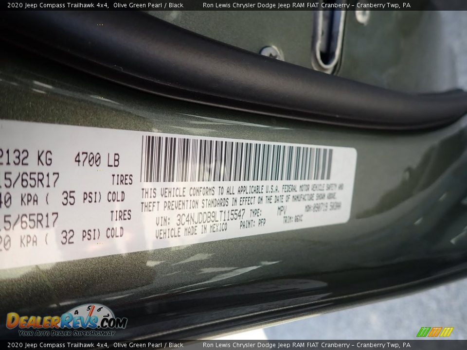 2020 Jeep Compass Trailhawk 4x4 Olive Green Pearl / Black Photo #16