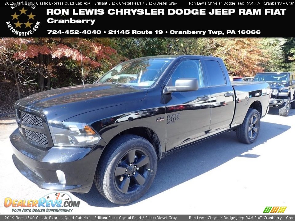 2019 Ram 1500 Classic Express Quad Cab 4x4 Brilliant Black Crystal Pearl / Black/Diesel Gray Photo #1