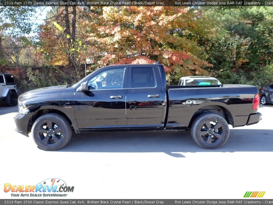 2019 Ram 1500 Classic Express Quad Cab 4x4 Brilliant Black Crystal Pearl / Black/Diesel Gray Photo #3