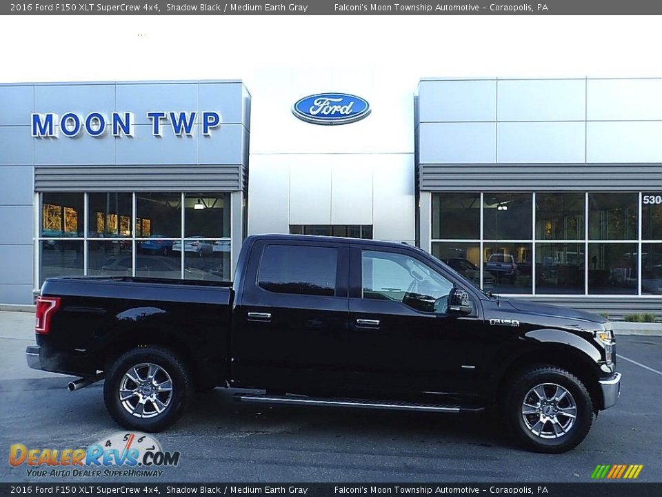 2016 Ford F150 XLT SuperCrew 4x4 Shadow Black / Medium Earth Gray Photo #1