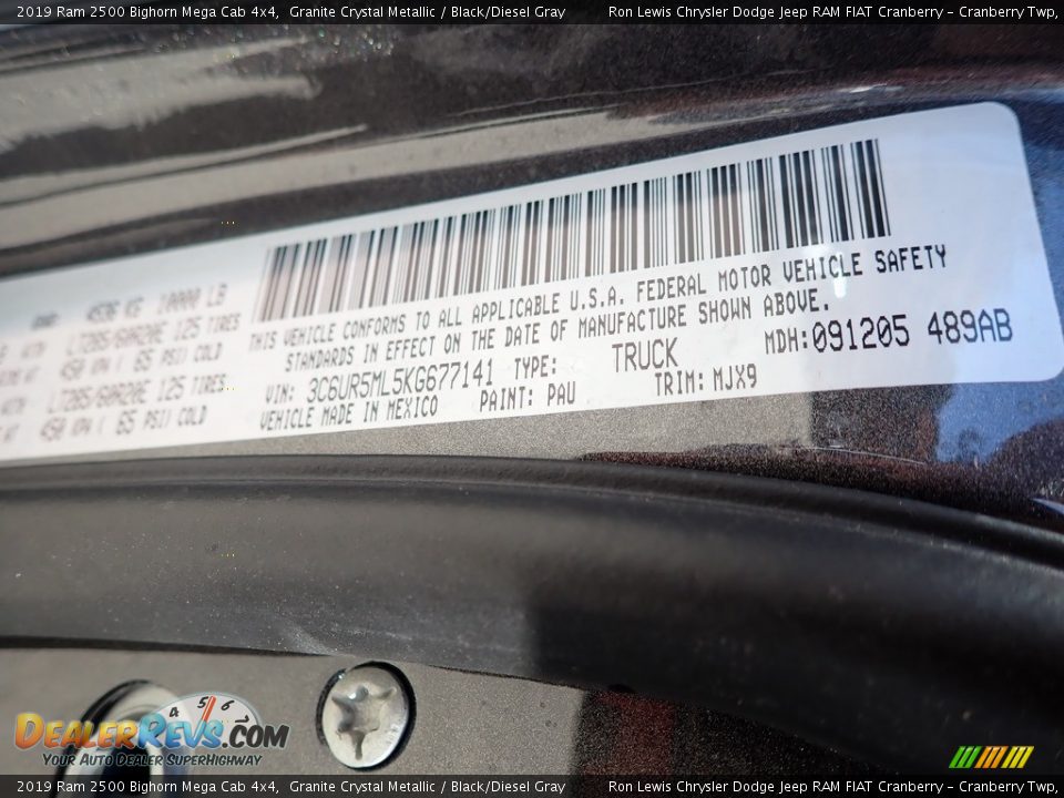 2019 Ram 2500 Bighorn Mega Cab 4x4 Granite Crystal Metallic / Black/Diesel Gray Photo #14