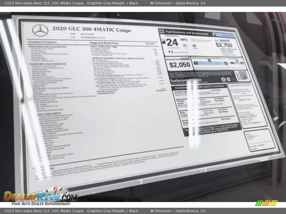 2020 Mercedes-Benz GLC 300 4Matic Coupe Graphite Grey Metallic / Black Photo #10