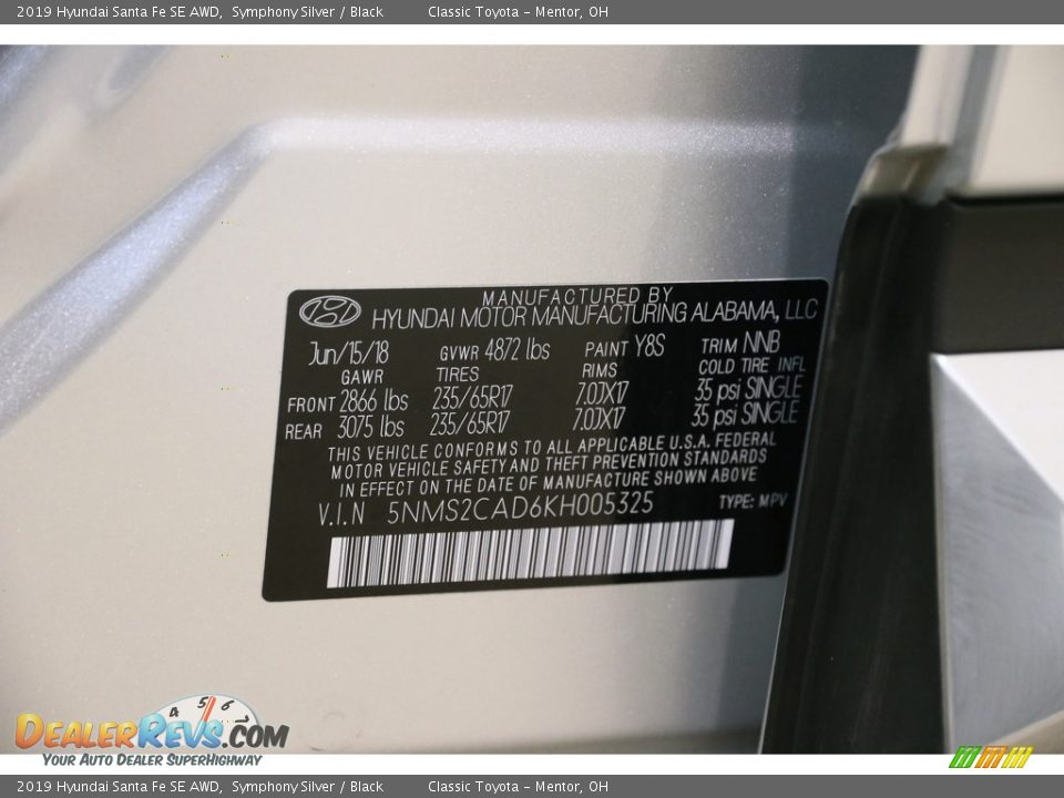 2019 Hyundai Santa Fe SE AWD Symphony Silver / Black Photo #21