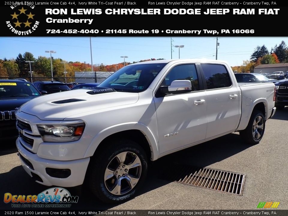 2020 Ram 1500 Laramie Crew Cab 4x4 Ivory White Tri-Coat Pearl / Black Photo #1