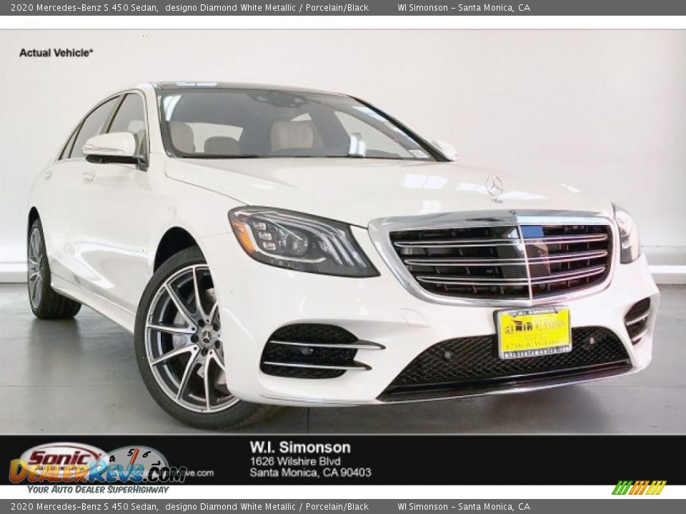 2020 Mercedes-Benz S 450 Sedan designo Diamond White Metallic / Porcelain/Black Photo #1