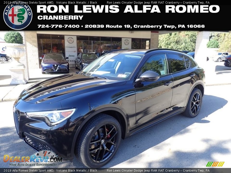2019 Alfa Romeo Stelvio Sport AWD Volcano Black Metallic / Black Photo #1