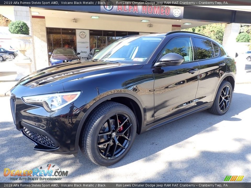 2019 Alfa Romeo Stelvio Sport AWD Volcano Black Metallic / Black Photo #2