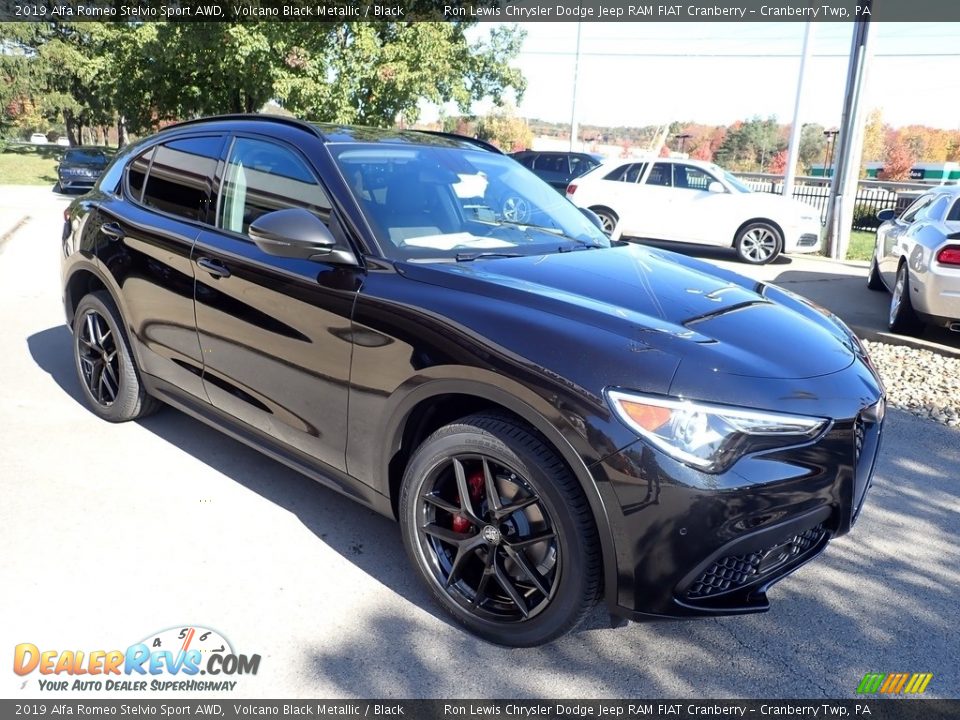 2019 Alfa Romeo Stelvio Sport AWD Volcano Black Metallic / Black Photo #10