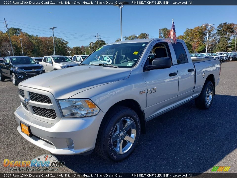 2017 Ram 1500 Express Quad Cab 4x4 Bright Silver Metallic / Black/Diesel Gray Photo #3