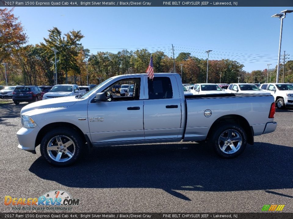 2017 Ram 1500 Express Quad Cab 4x4 Bright Silver Metallic / Black/Diesel Gray Photo #4