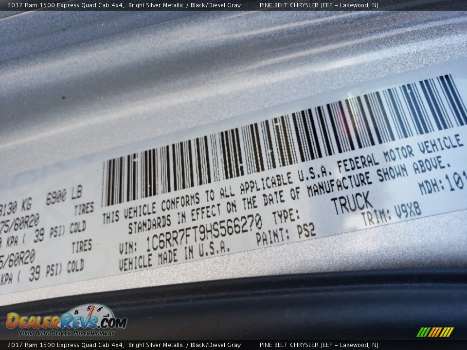 2017 Ram 1500 Express Quad Cab 4x4 Bright Silver Metallic / Black/Diesel Gray Photo #26