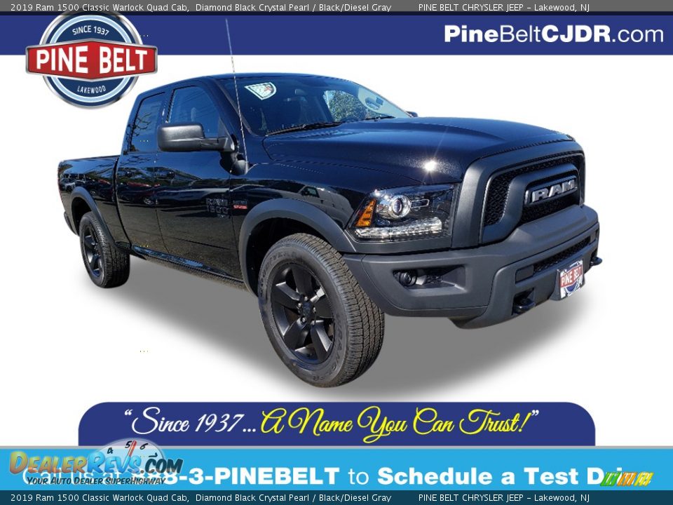 2019 Ram 1500 Classic Warlock Quad Cab Diamond Black Crystal Pearl / Black/Diesel Gray Photo #1
