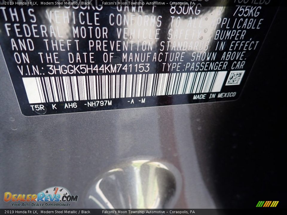 2019 Honda Fit LX Modern Steel Metallic / Black Photo #13