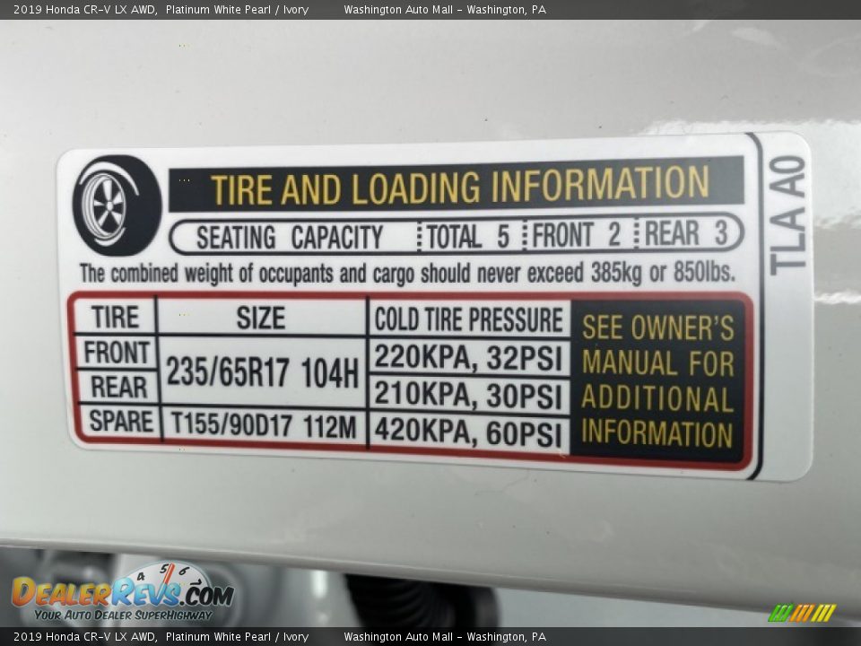 2019 Honda CR-V LX AWD Platinum White Pearl / Ivory Photo #8