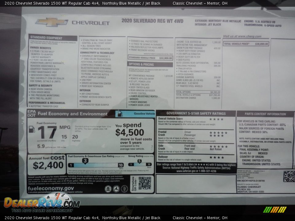 2020 Chevrolet Silverado 1500 WT Regular Cab 4x4 Window Sticker Photo #8