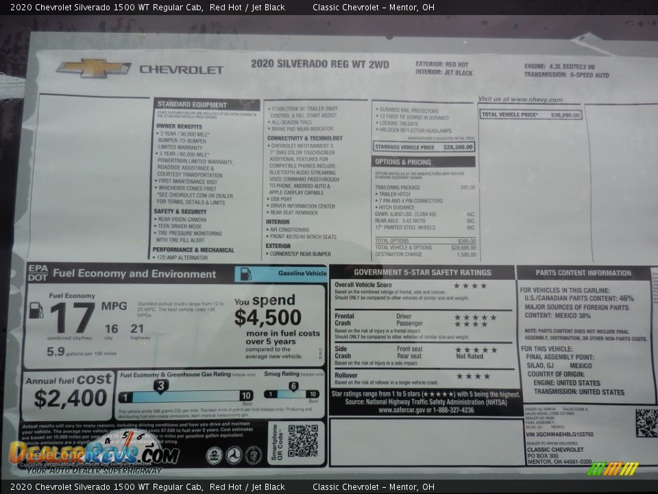 2020 Chevrolet Silverado 1500 WT Regular Cab Red Hot / Jet Black Photo #8