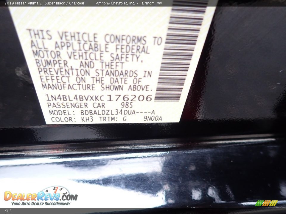 Nissan Color Code KH3 Super Black