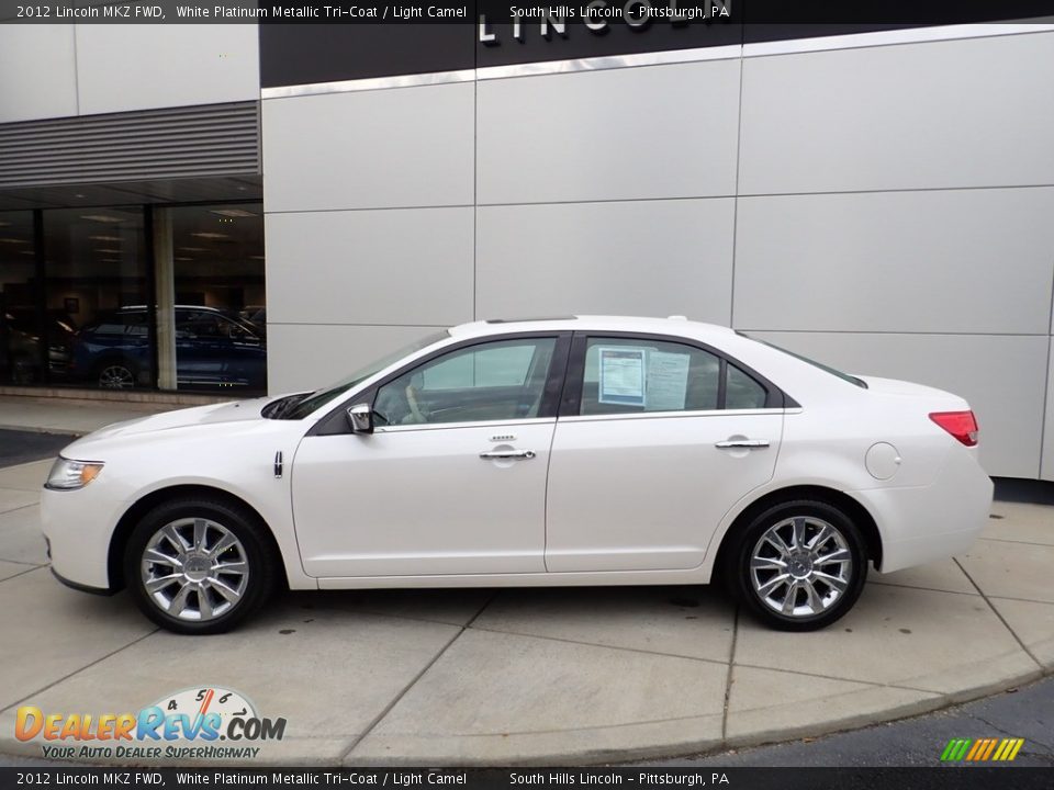 2012 Lincoln MKZ FWD White Platinum Metallic Tri-Coat / Light Camel Photo #2