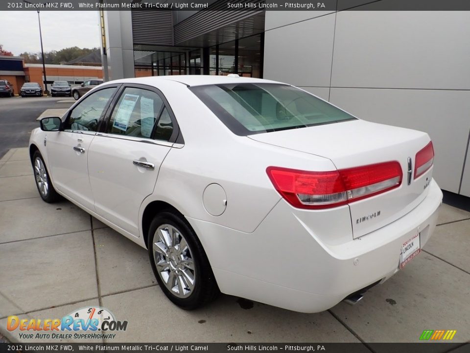 2012 Lincoln MKZ FWD White Platinum Metallic Tri-Coat / Light Camel Photo #3