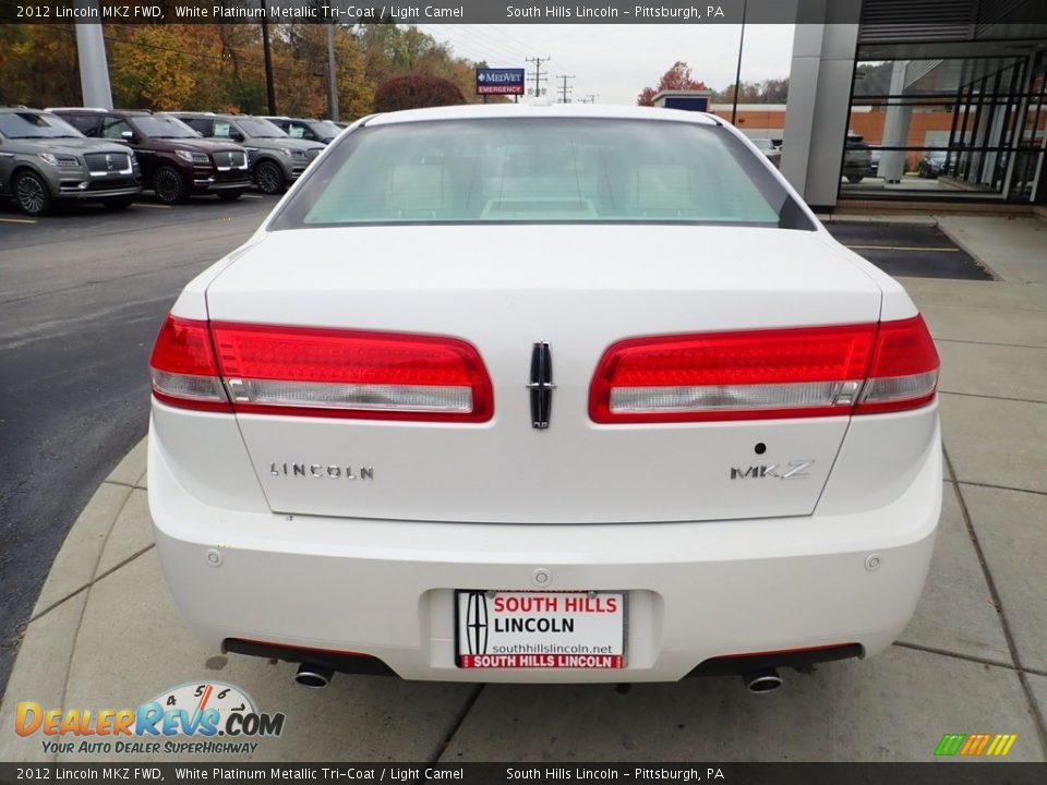 2012 Lincoln MKZ FWD White Platinum Metallic Tri-Coat / Light Camel Photo #4