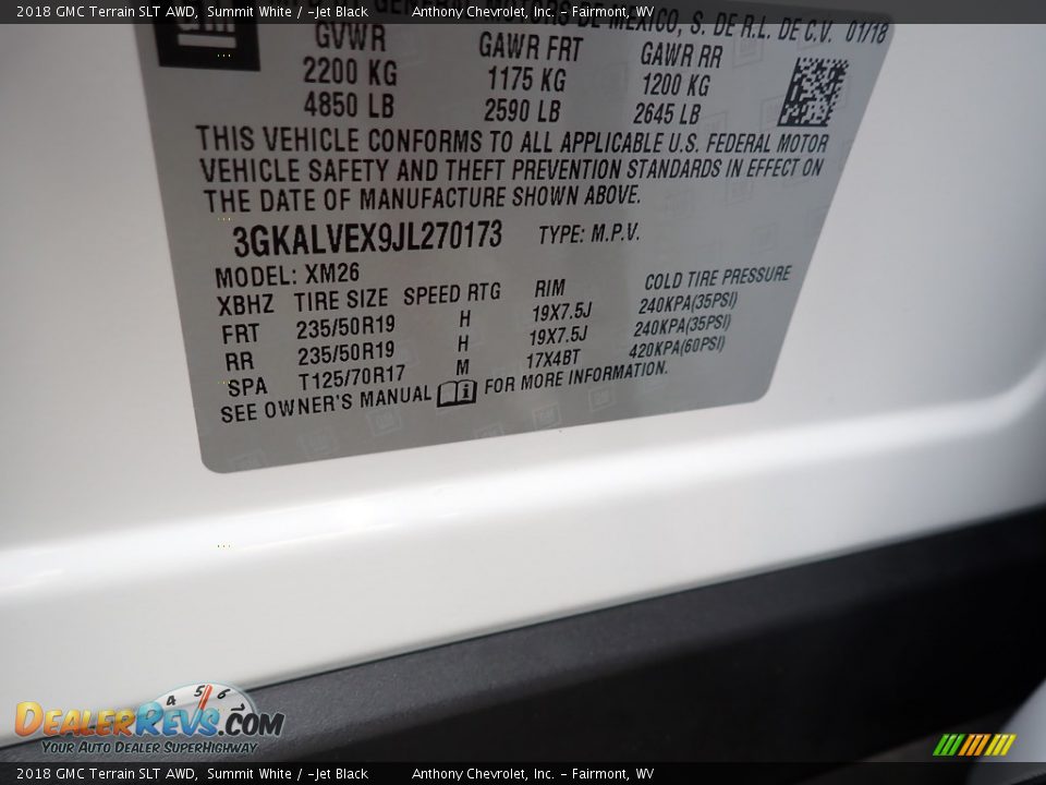 2018 GMC Terrain SLT AWD Summit White / ­Jet Black Photo #16