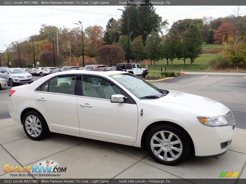 2012 Lincoln MKZ FWD White Platinum Metallic Tri-Coat / Light Camel Photo #6