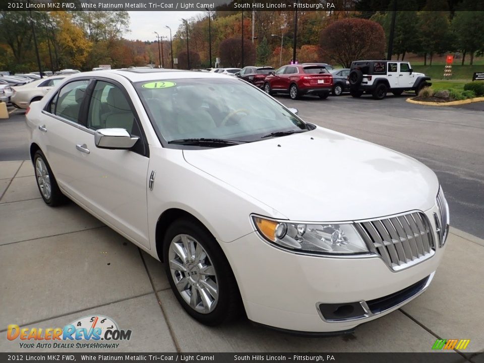 2012 Lincoln MKZ FWD White Platinum Metallic Tri-Coat / Light Camel Photo #7