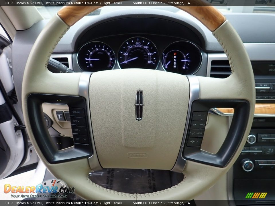 2012 Lincoln MKZ FWD White Platinum Metallic Tri-Coat / Light Camel Photo #22