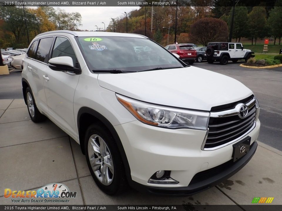 2016 Toyota Highlander Limited AWD Blizzard Pearl / Ash Photo #8