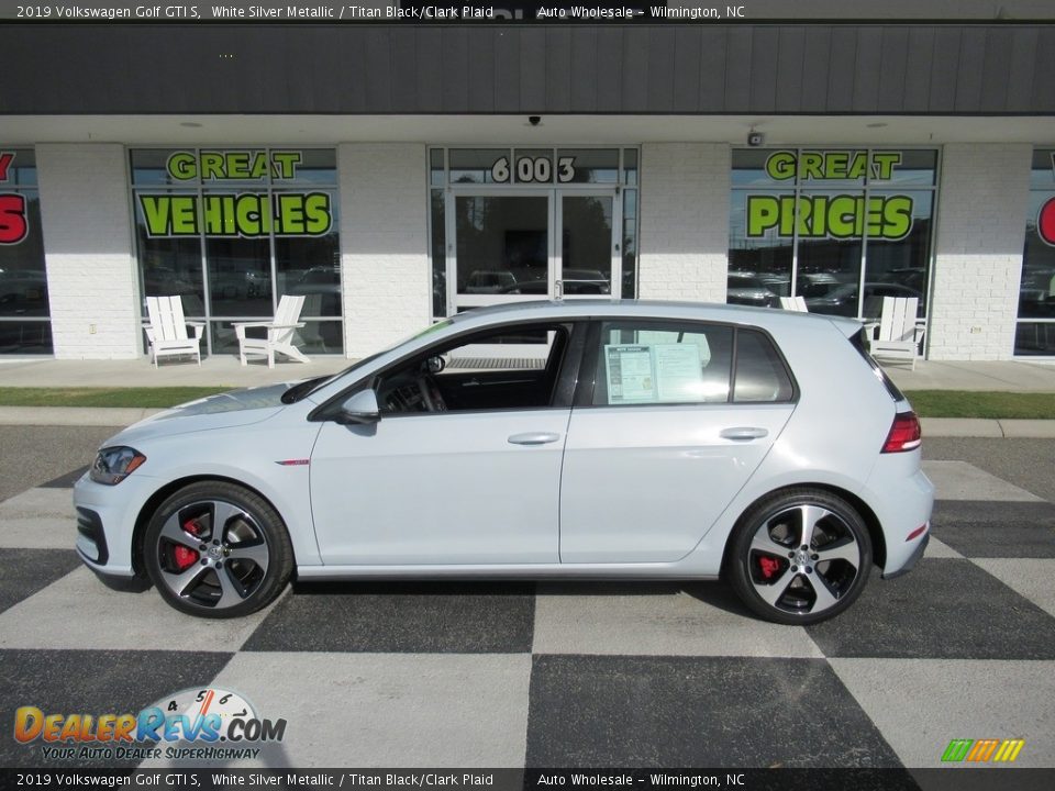 2019 Volkswagen Golf GTI S White Silver Metallic / Titan Black/Clark Plaid Photo #1