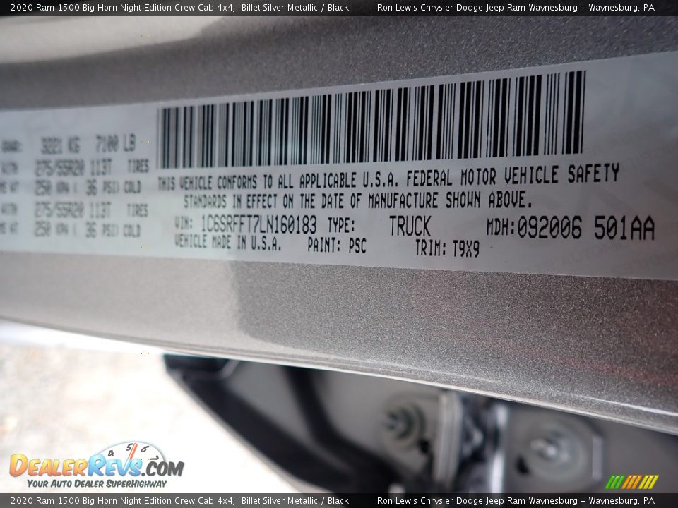 2020 Ram 1500 Big Horn Night Edition Crew Cab 4x4 Billet Silver Metallic / Black Photo #15