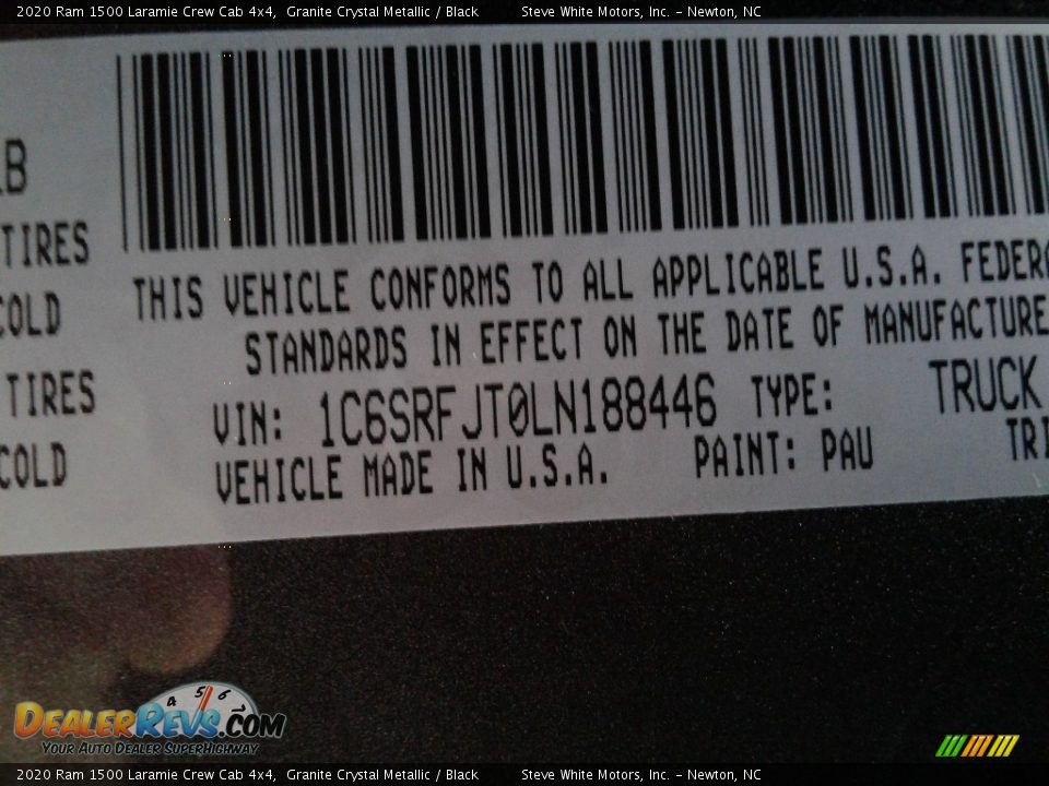 2020 Ram 1500 Laramie Crew Cab 4x4 Granite Crystal Metallic / Black Photo #36