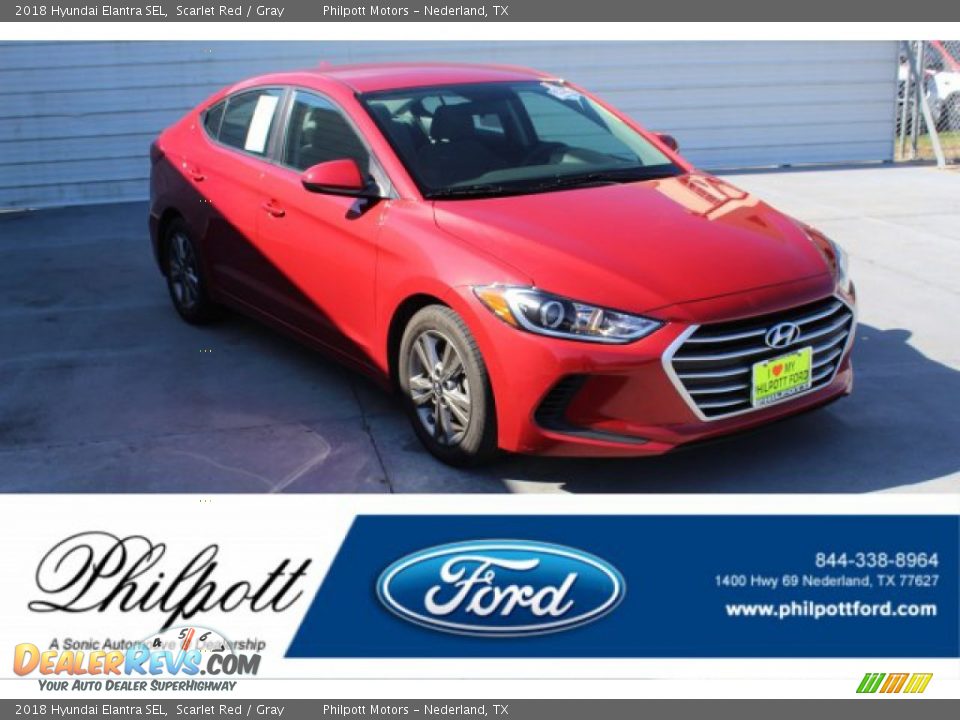 2018 Hyundai Elantra SEL Scarlet Red / Gray Photo #1