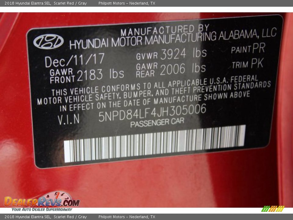 2018 Hyundai Elantra SEL Scarlet Red / Gray Photo #25