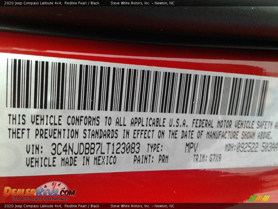 2020 Jeep Compass Latitude 4x4 Redline Pearl / Black Photo #31