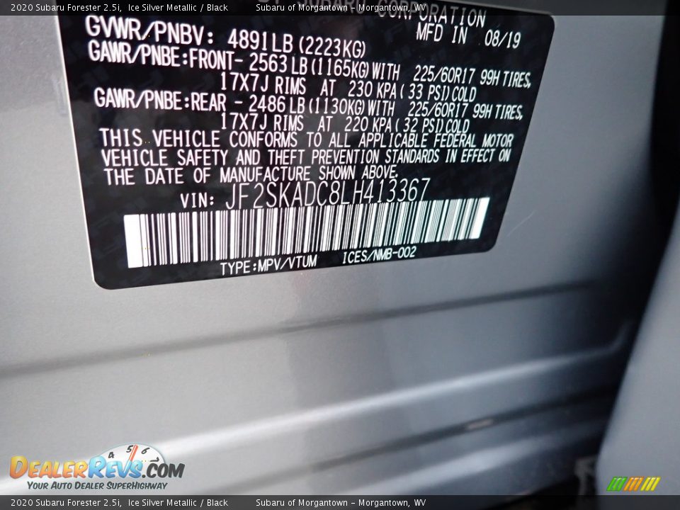 2020 Subaru Forester 2.5i Ice Silver Metallic / Black Photo #15