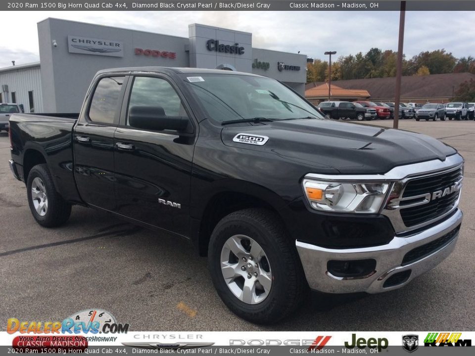 2020 Ram 1500 Big Horn Quad Cab 4x4 Diamond Black Crystal Pearl / Black/Diesel Gray Photo #1