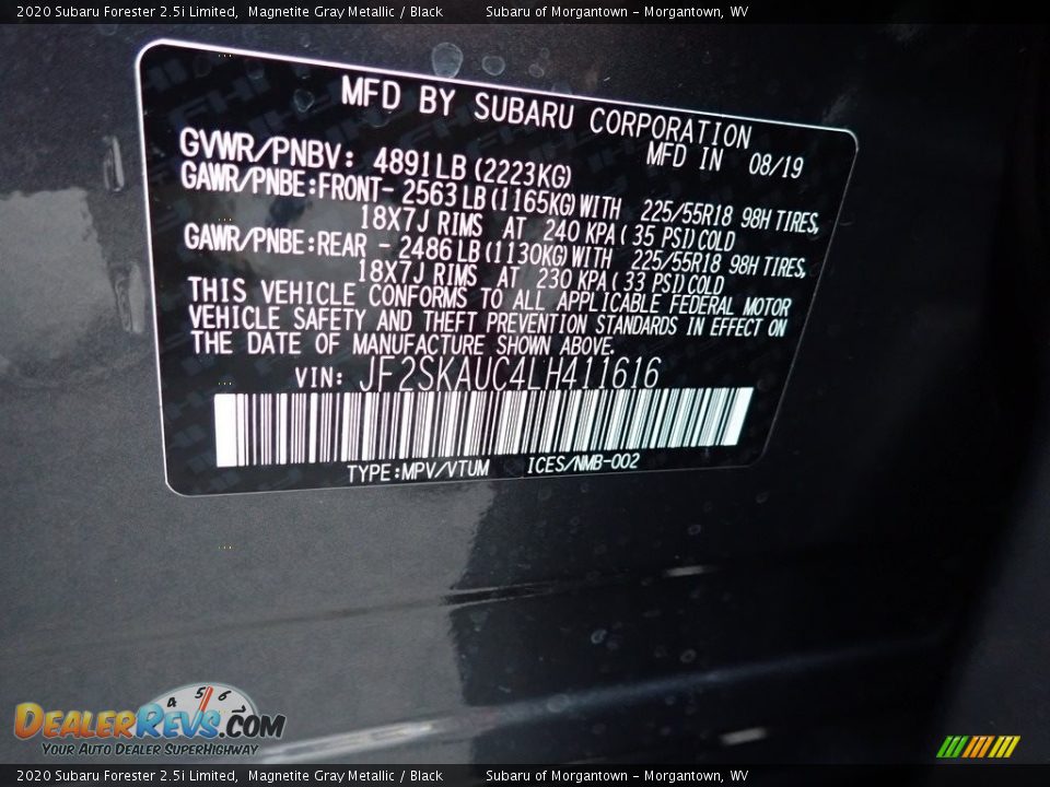 2020 Subaru Forester 2.5i Limited Magnetite Gray Metallic / Black Photo #16