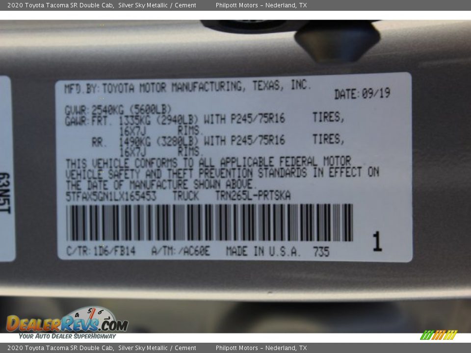 2020 Toyota Tacoma SR Double Cab Silver Sky Metallic / Cement Photo #24