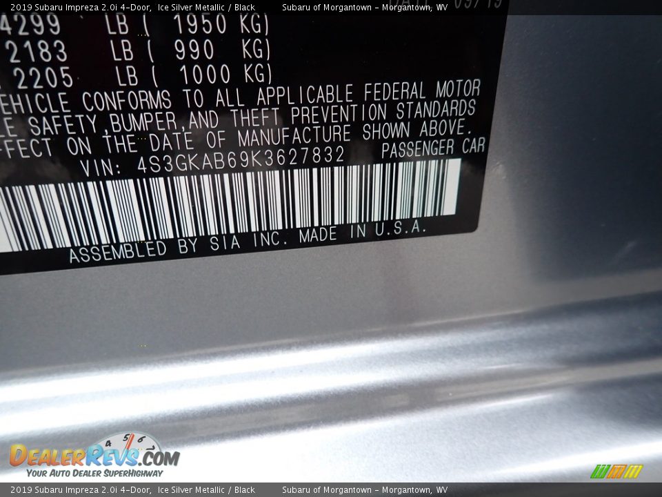 2019 Subaru Impreza 2.0i 4-Door Ice Silver Metallic / Black Photo #15