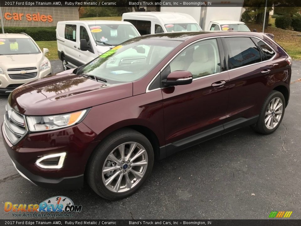 2017 Ford Edge Titanium AWD Ruby Red Metallic / Ceramic Photo #2