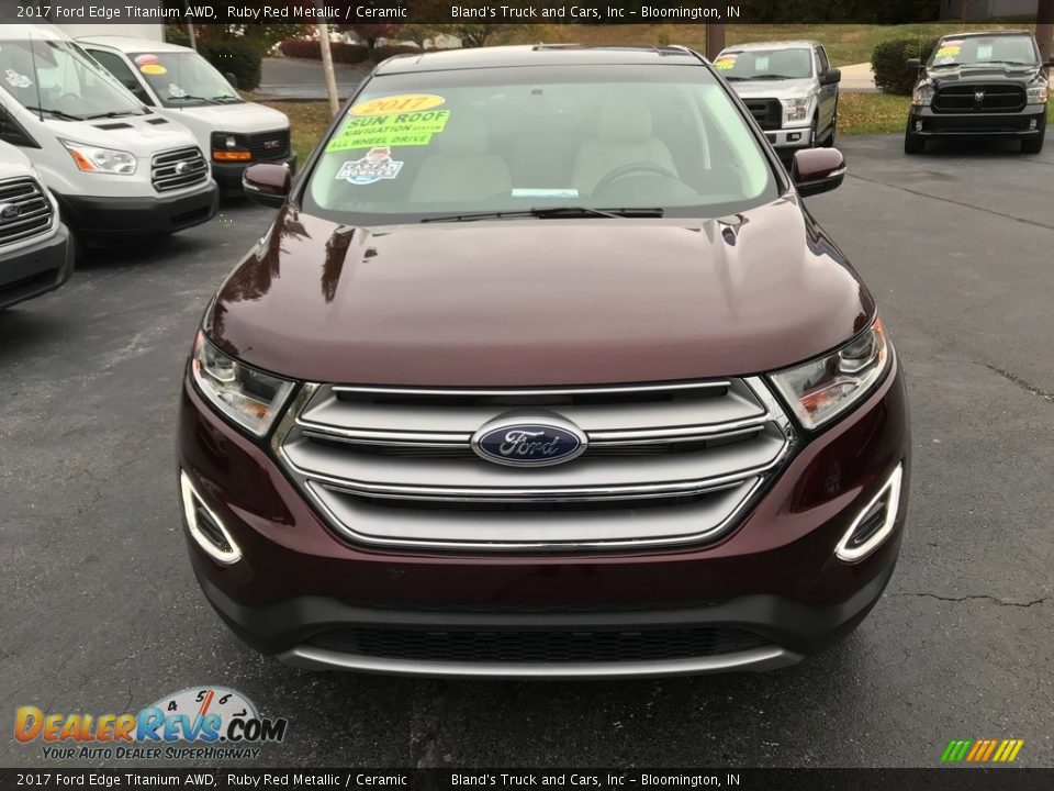 2017 Ford Edge Titanium AWD Ruby Red Metallic / Ceramic Photo #3